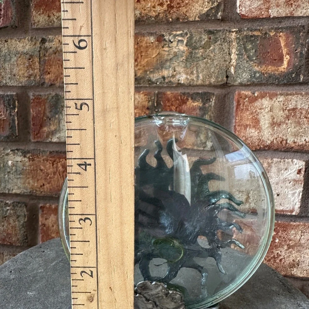 READ Celestial Sun Moon Pewter Glass Bud Vase Silver Tone Whimsigoth Decor